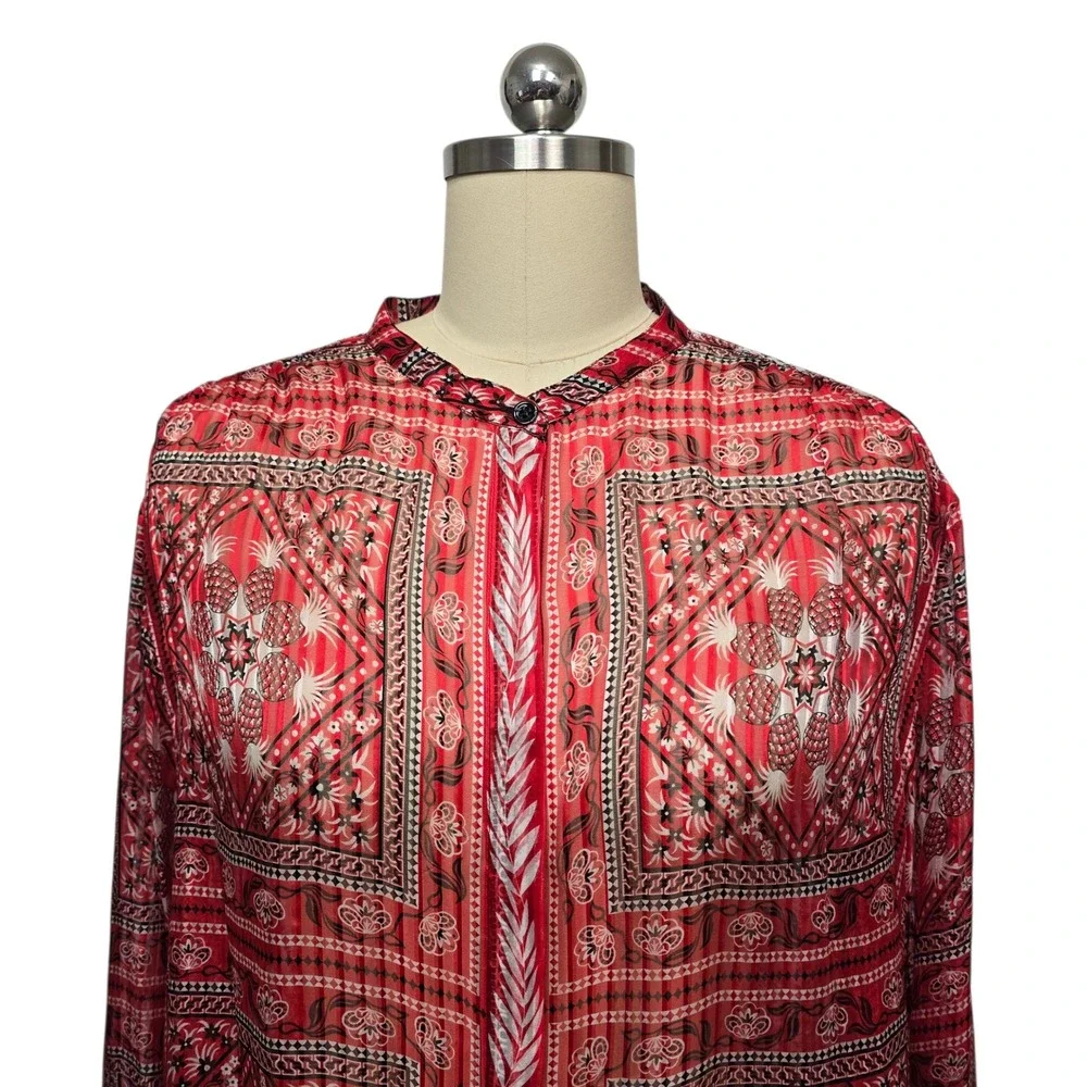 Isabel Marant Silk Scarfe Print Button‎ Down Long Sleeve Blouse Top Size 40 US 8 - Picture 9 of 9